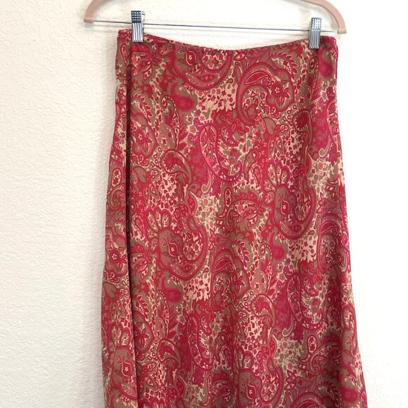 Vintage Pink/Red Paisley Silk Skirt - Picture 1 of 3